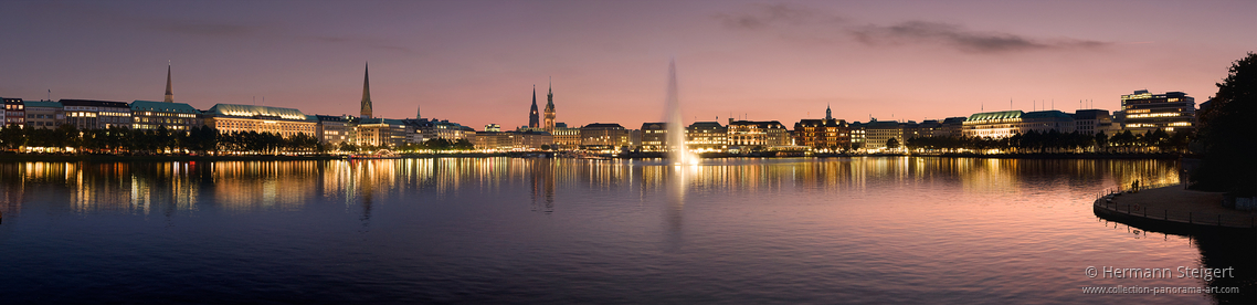 Abendliches Lichterspiel an der Binnenalster