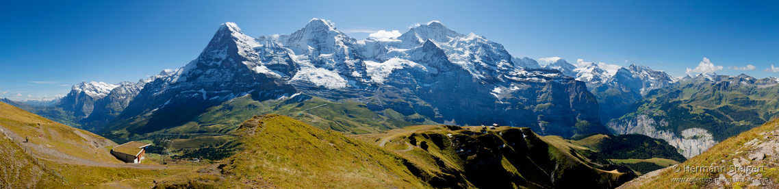 Blick vom Lauberhorn auf Eiger, Mönch und Jungfrau