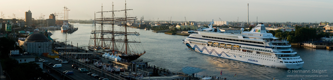 Die AIDA laueft im Morgenlicht in den Hafen ein Die AIDA laueft im Morgenlicht in den Hafen ein