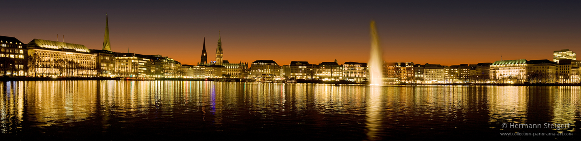 Nächtliches Lichterspiel an der Binnenalster Nächtliches Lichterspiel an der Binnenalster