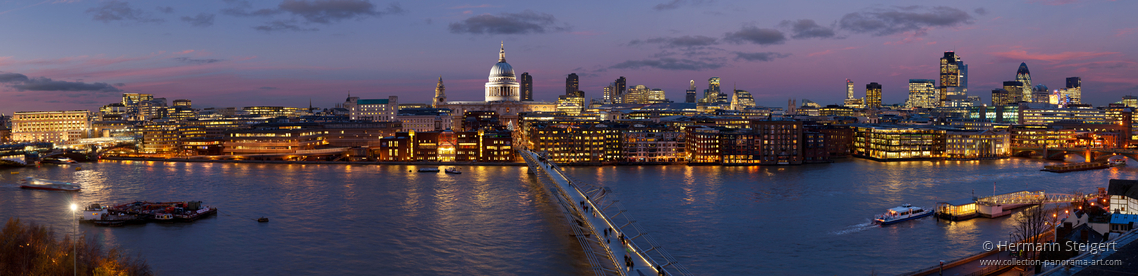 View from Tate Modern on the Millenium Bridge and St Pauls Cathedral in the background