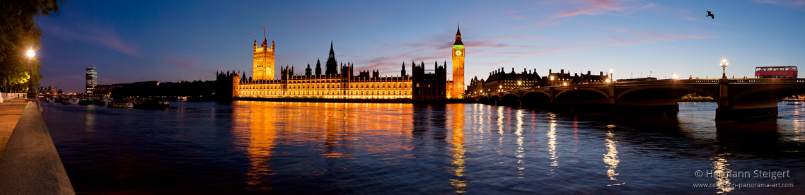 View of the Houses of Parliament and Westminster Bridge in the evening View of the Houses of Parliament and Westminster Bridge in the evening