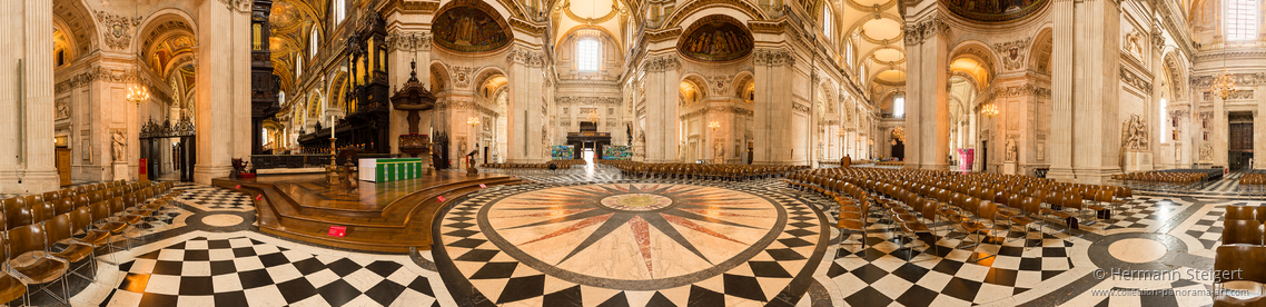 View of the cathedral floor under the dome