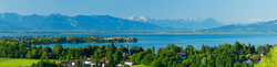 Blick vom Hoyerberg auf Lindau und die Alpen