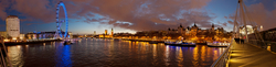 View of the Thames from Hungerford Bridge in the evening